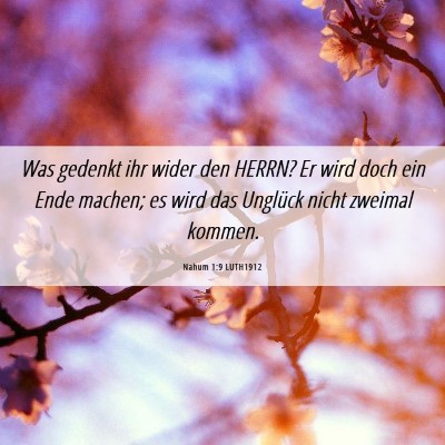 Picture 06 - Nahum 1:9 LUTH1912 - Was gedenkt ihr wider den HERRN? Er wird doch ein - Bible Verse Picture