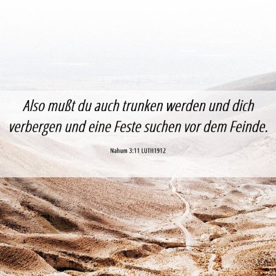 Picture 06 - Nahum 3:11 LUTH1912 - Also mußt du auch trunken werden und dich - Bible Verse Picture