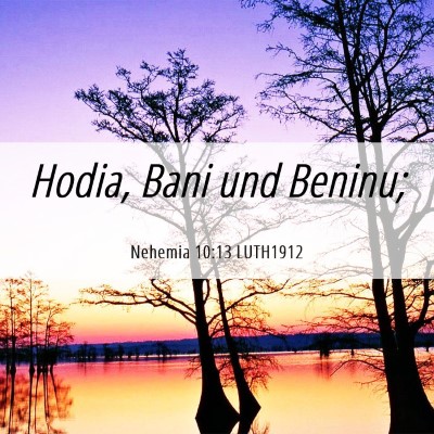 Picture 06 - Nehemia 10:13 LUTH1912 - Hodia, Bani und - Bible Verse Picture