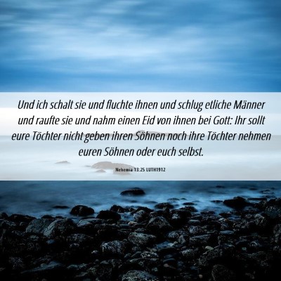 Picture 06 - Nehemia 13:25 LUTH1912 - Und ich schalt sie und fluchte ihnen und schlug - Bible Verse Picture