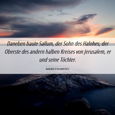 Picture 06 - Nehemia 3:12 LUTH1912 - Daneben baute Sallum, der Sohn des Halohes, der - Bible Verse Picture