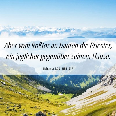 Picture 06 - Nehemia 3:28 LUTH1912 - Aber vom Roßtor an bauten die Priester, ein - Bible Verse Picture