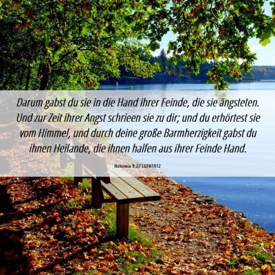Picture 06 - Nehemia 9:27 LUTH1912 - Darum gabst du sie in die Hand ihrer Feinde, die - Bible Verse Picture