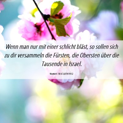 Picture 06 - Numeri 10:4 LUTH1912 - Wenn man nur mit einer schlicht bläst, so sollen - Bible Verse Picture