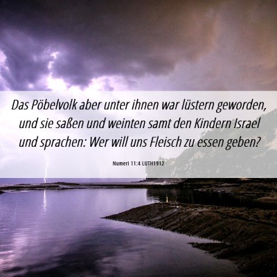 Picture 06 - Numeri 11:4 LUTH1912 - Das Pöbelvolk aber unter ihnen war lüstern - Bible Verse Picture