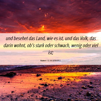 Picture 06 - Numeri 13:18 LUTH1912 - und besehet das Land, wie es ist, und das Volk, - Bible Verse Picture
