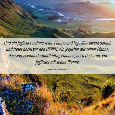 Picture 06 - Numeri 16:17 LUTH1912 - Und ein jeglicher nehme seine Pfanne und lege - Bible Verse Picture