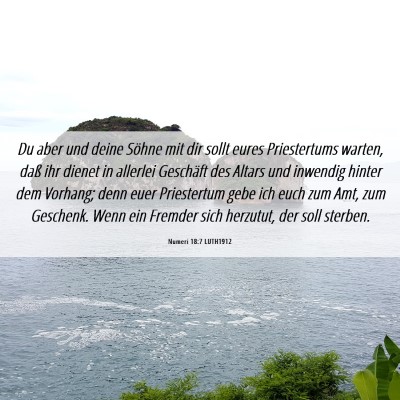 Picture 06 - Numeri 18:7 LUTH1912 - Du aber und deine Söhne mit dir sollt eures - Bible Verse Picture