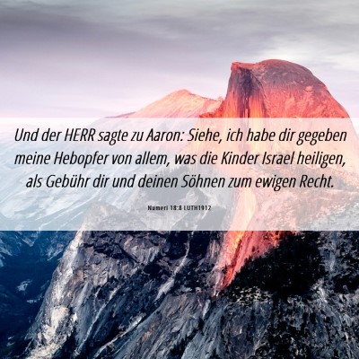 Picture 06 - Numeri 18:8 LUTH1912 - Und der HERR sagte zu Aaron: Siehe, ich habe dir - Bible Verse Picture