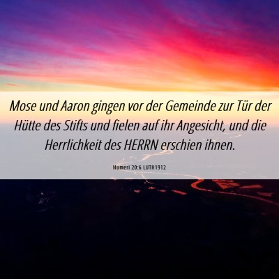 Picture 06 - Numeri 20:6 LUTH1912 - Mose und Aaron gingen vor der Gemeinde zur Tür - Bible Verse Picture