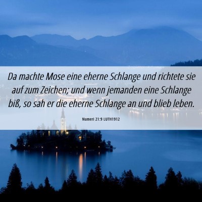 Picture 06 - Numeri 21:9 LUTH1912 - Da machte Mose eine eherne Schlange und richtete - Bible Verse Picture