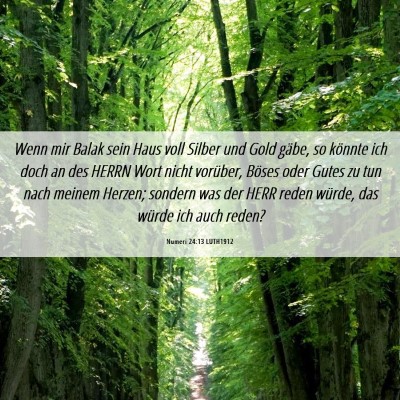 Picture 06 - Numeri 24:13 LUTH1912 - Wenn mir Balak sein Haus voll Silber und Gold - Bible Verse Picture