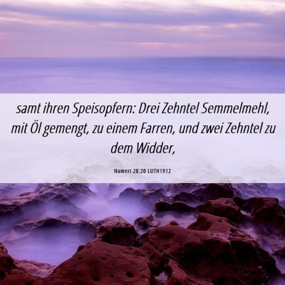 Picture 06 - Numeri 28:20 LUTH1912 - samt ihren Speisopfern: Drei Zehntel Semmelmehl, - Bible Verse Picture