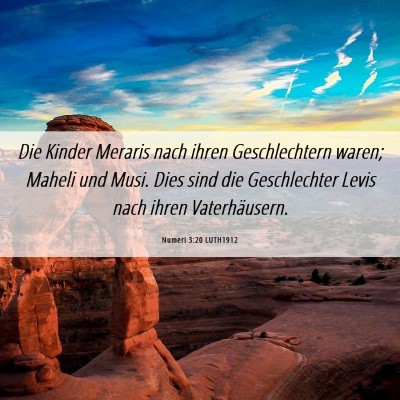 Picture 06 - Numeri 3:20 LUTH1912 - Die Kinder Meraris nach ihren Geschlechtern - Bible Verse Picture