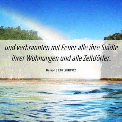 Picture 06 - Numeri 31:10 LUTH1912 - und verbrannten mit Feuer alle ihre Städte ihrer - Bible Verse Picture