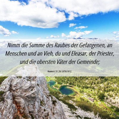 Picture 06 - Numeri 31:26 LUTH1912 - Nimm die Summe des Raubes der Gefangenen, an - Bible Verse Picture