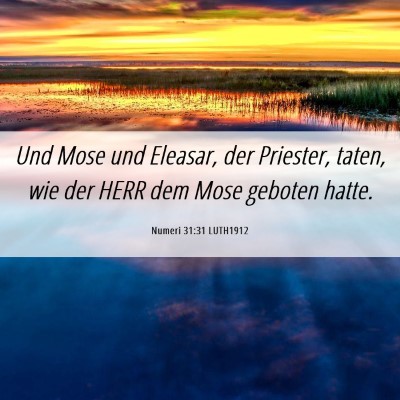 Picture 06 - Numeri 31:31 LUTH1912 - Und Mose und Eleasar, der Priester, taten, wie - Bible Verse Picture