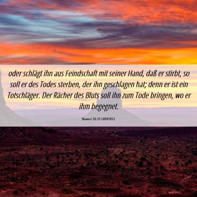 Picture 06 - Numeri 35:21 LUTH1912 - oder schlägt ihn aus Feindschaft mit seiner - Bible Verse Picture