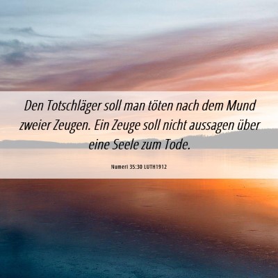 Picture 06 - Numeri 35:30 LUTH1912 - Den Totschläger soll man töten nach dem Mund - Bible Verse Picture