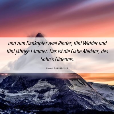 Picture 06 - Numeri 7:65 LUTH1912 - und zum Dankopfer zwei Rinder, fünf Widder und - Bible Verse Picture