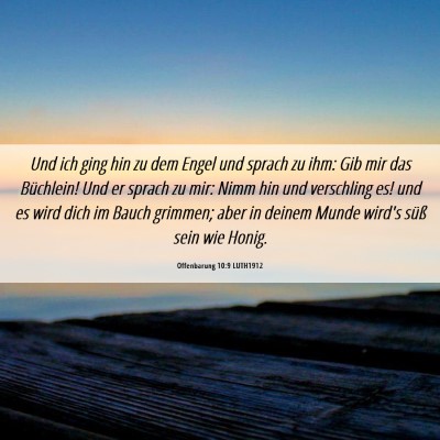 Picture 06 - Offenbarung 10:9 LUTH1912 - Und ich ging hin zu dem Engel und sprach zu ihm: - Bible Verse Picture