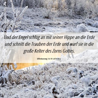 Picture 06 - Offenbarung 14:19 LUTH1912 - Und der Engel schlug an mit seiner Hippe an die - Bible Verse Picture