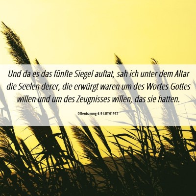 Picture 06 - Offenbarung 6:9 LUTH1912 - Und da es das fünfte Siegel auftat, sah ich - Bible Verse Picture