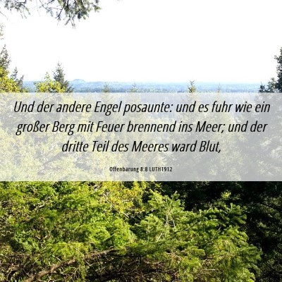 Picture 06 - Offenbarung 8:8 LUTH1912 - Und der andere Engel posaunte: und es fuhr wie - Bible Verse Picture