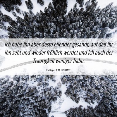 Picture 06 - Philipper 2:28 LUTH1912 - Ich habe ihn aber desto eilender gesandt, auf - Bible Verse Picture