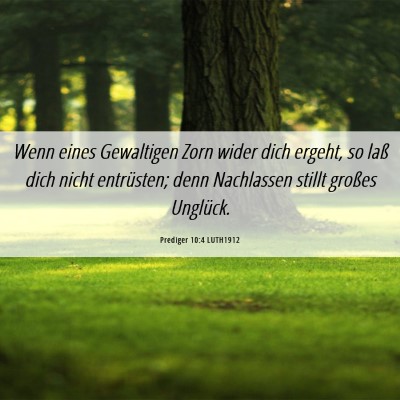 Picture 06 - Prediger 10:4 LUTH1912 - Wenn eines Gewaltigen Zorn wider dich ergeht, so - Bible Verse Picture