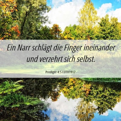 Picture 06 - Prediger 4:5 LUTH1912 - Ein Narr schlägt die Finger ineinander und - Bible Verse Picture