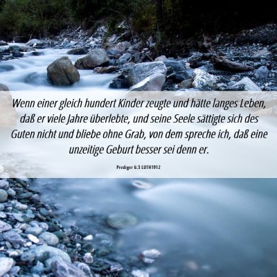Picture 06 - Prediger 6:3 LUTH1912 - Wenn einer gleich hundert Kinder zeugte und - Bible Verse Picture