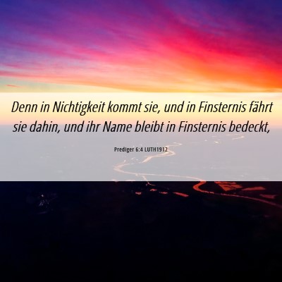 Picture 06 - Prediger 6:4 LUTH1912 - Denn in Nichtigkeit kommt sie, und in Finsternis - Bible Verse Picture
