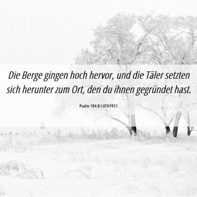 Picture 06 - Psalm 104:8 LUTH1912 - Die Berge gingen hoch hervor, und die Täler - Bible Verse Picture