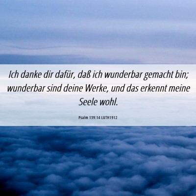 Picture 06 - Psalm 139:14 LUTH1912 - Ich danke dir dafür, daß ich wunderbar gemacht - Bible Verse Picture