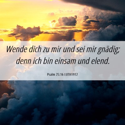 Picture 06 - Psalm 25:16 LUTH1912 - Wende dich zu mir und sei mir gnädig; denn ich - Bible Verse Picture