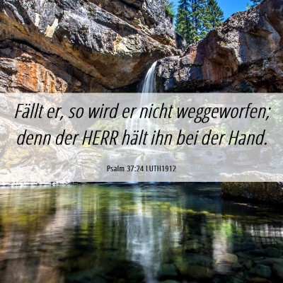 Picture 06 - Psalm 37:24 LUTH1912 - Fällt er, so wird er nicht weggeworfen; denn der - Bible Verse Picture