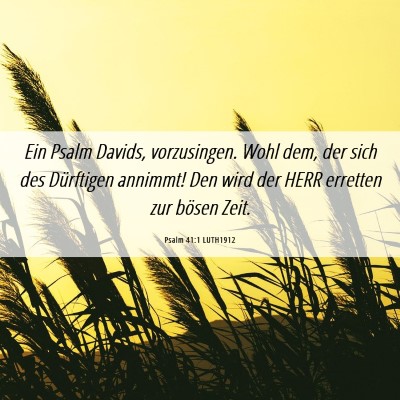Picture 06 - Psalm 41:1 LUTH1912 - Ein Psalm Davids, vorzusingen. Wohl dem, der sich - Bible Verse Picture