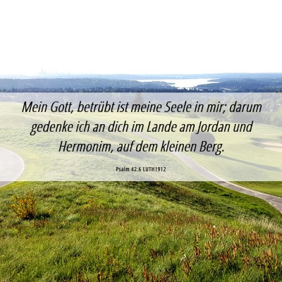 Picture 06 - Psalm 42:6 LUTH1912 - Mein Gott, betrübt ist meine Seele in mir; darum - Bible Verse Picture
