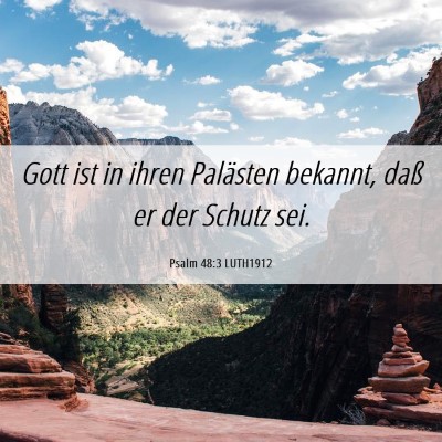 Picture 06 - Psalm 48:3 LUTH1912 - Gott ist in ihren Palästen bekannt, daß er der - Bible Verse Picture