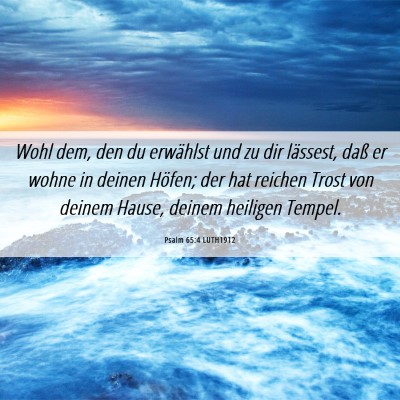 Picture 06 - Psalm 65:4 LUTH1912 - Wohl dem, den du erwählst und zu dir lässest, - Bible Verse Picture