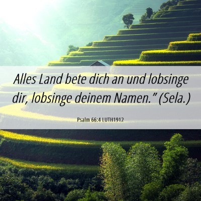 Picture 06 - Psalm 66:4 LUTH1912 - Alles Land bete dich an und lobsinge dir, - Bible Verse Picture