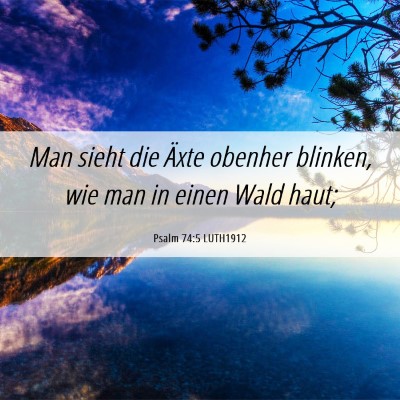 Picture 06 - Psalm 74:5 LUTH1912 - Man sieht die Äxte obenher blinken, wie man in - Bible Verse Picture