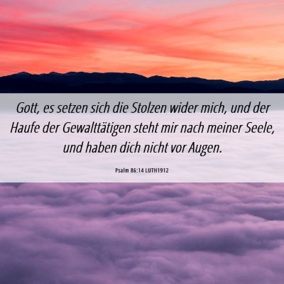 Picture 06 - Psalm 86:14 LUTH1912 - Gott, es setzen sich die Stolzen wider mich, und - Bible Verse Picture