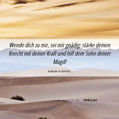 Picture 06 - Psalm 86:16 LUTH1912 - Wende dich zu mir, sei mir gnädig; stärke - Bible Verse Picture