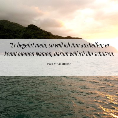 Picture 06 - Psalm 91:14 LUTH1912 - “Er begehrt mein, so will ich ihm aushelfen; er - Bible Verse Picture