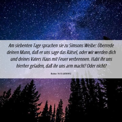 Picture 06 - Richter 14:15 LUTH1912 - Am siebenten Tage sprachen sie zu Simsons Weibe: - Bible Verse Picture