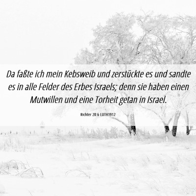Picture 06 - Richter 20:6 LUTH1912 - Da faßte ich mein Kebsweib und zerstückte es - Bible Verse Picture
