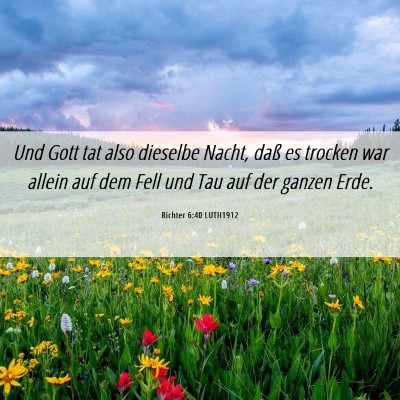 Picture 06 - Richter 6:40 LUTH1912 - Und Gott tat also dieselbe Nacht, daß es trocken - Bible Verse Picture