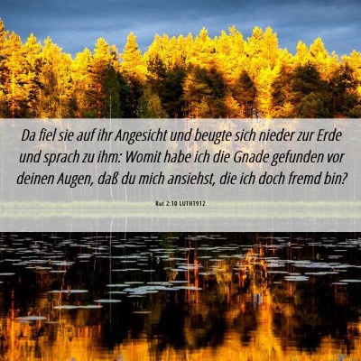 Picture 06 - Rut 2:10 LUTH1912 - Da fiel sie auf ihr Angesicht und beugte sich - Bible Verse Picture